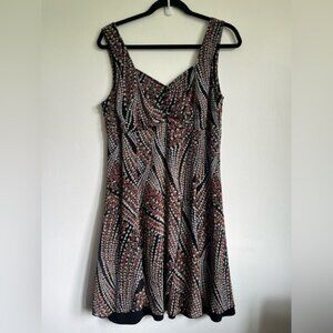 Vintage Women Canadian Whimsygoth Ditsy Floral Asymetrical Hem Dress Black XL 13